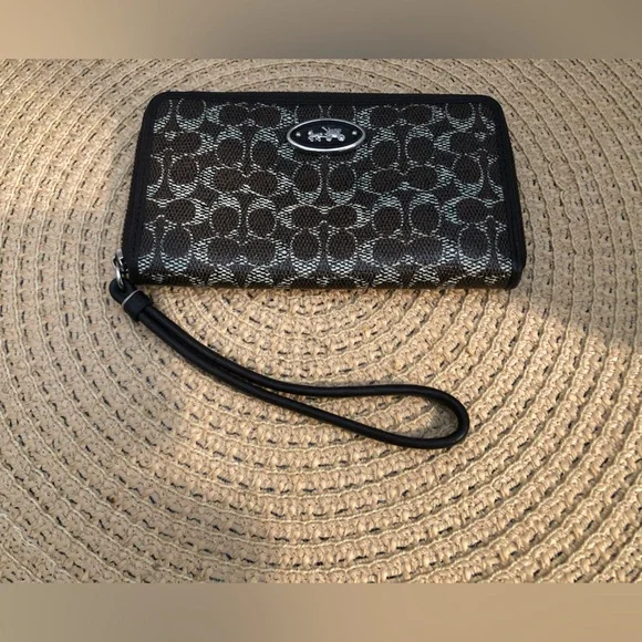 Coach Signature Brown Wristlet - Picture 2 of 5